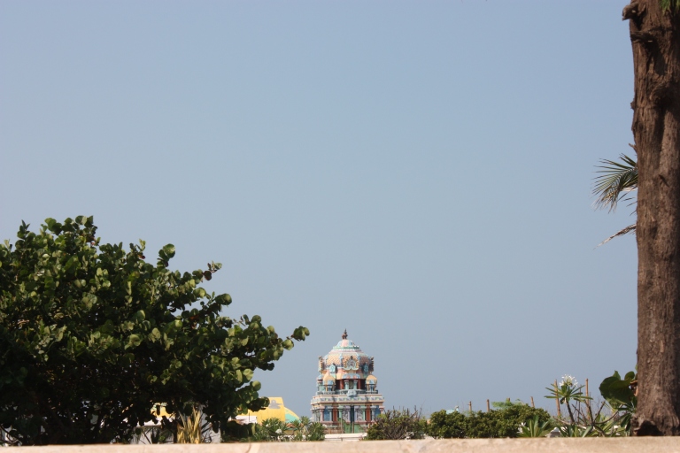 Masilamani nathar temple gopuram from Bungalow on the Beach